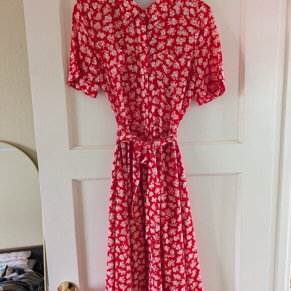 Sezane Red Cara Print Dress, Size US 2 (FR 34) - Picture 2 of 6